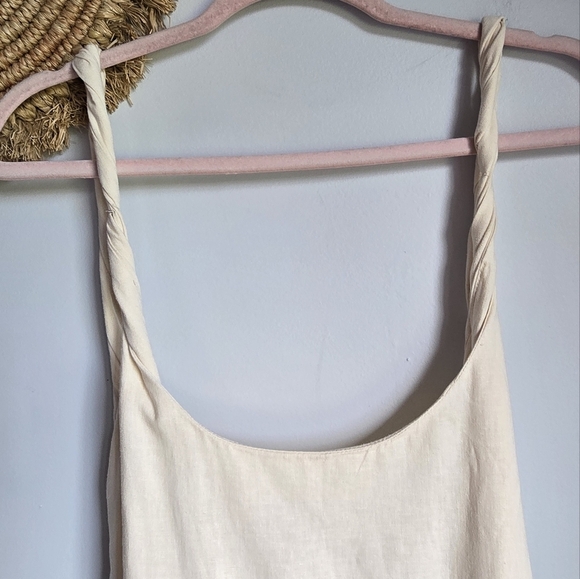 Zara, New Ivory Linen Blend Twist Strap Strappy Open Back Maxi Dress Size XXL - Picture 10 of 13